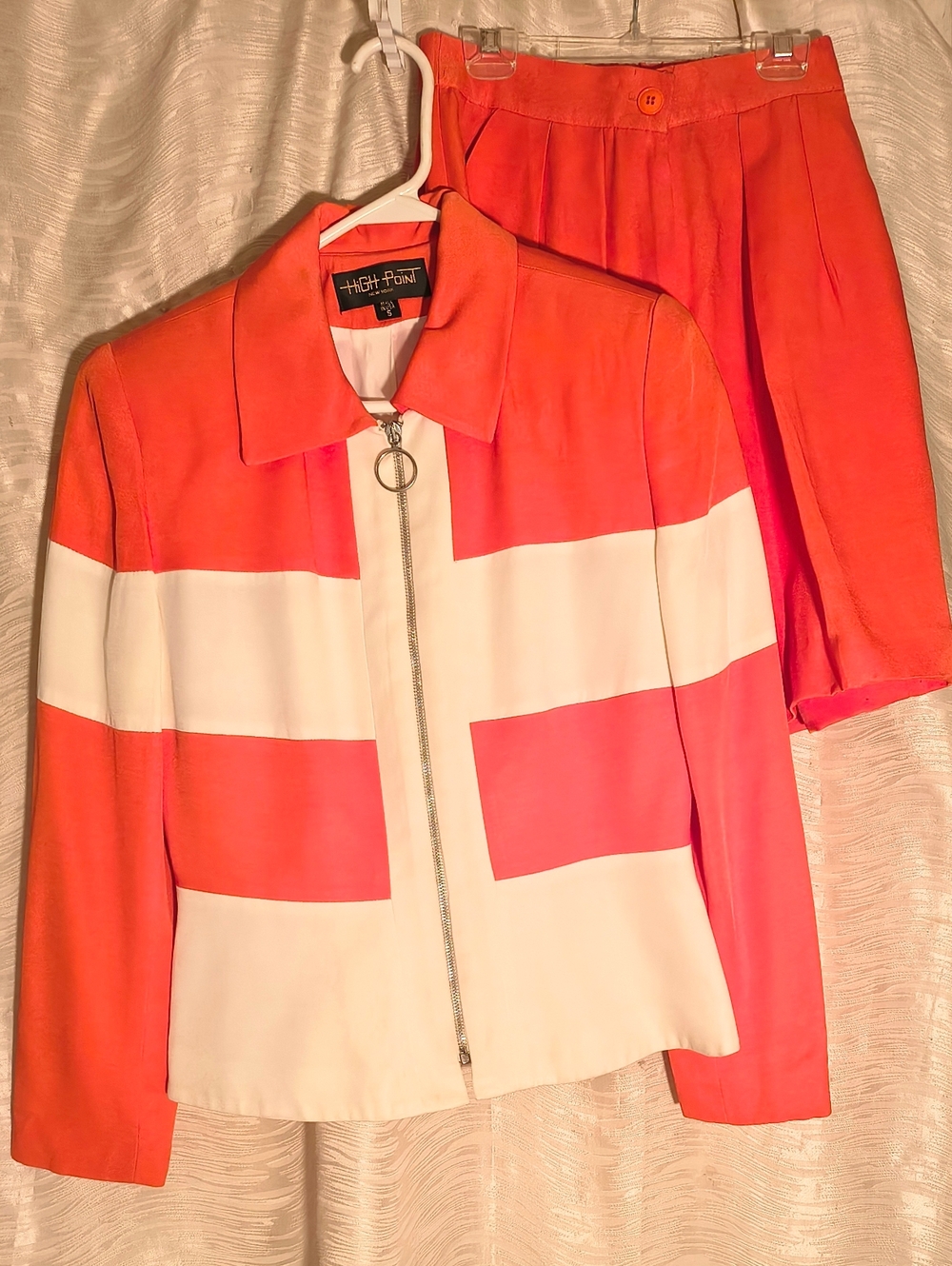 Women's High Point  Colorblock Pant Suit Orange & 🐻‍❄️ Sm. Retro 1960s 70s